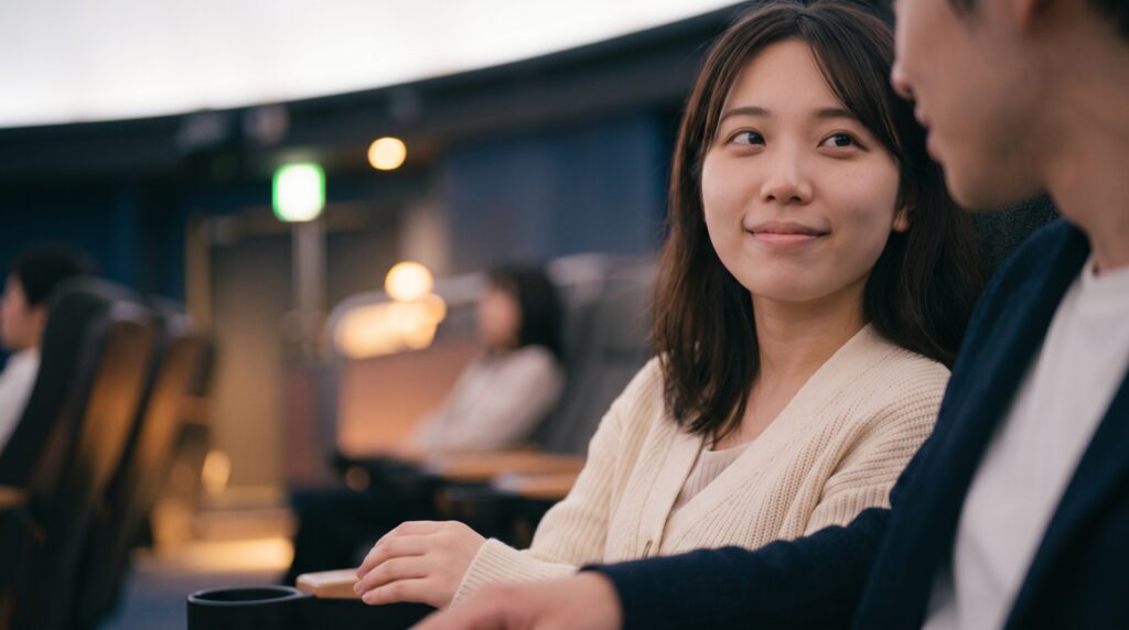 上映が終わって明るくなった時、どう手を離すか